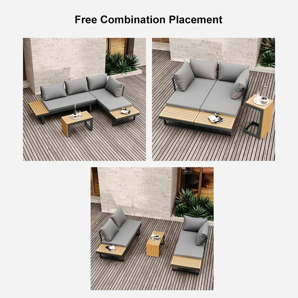 This sectional sofa set with fresh, contemporary style will transform your patio or deck into an outdoor oasis.